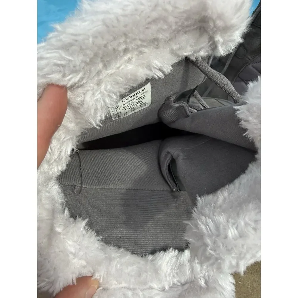 Women's 10 M Columbia Minx Mid II Snow Waterproof Boots Insulated Gray Faux Fur